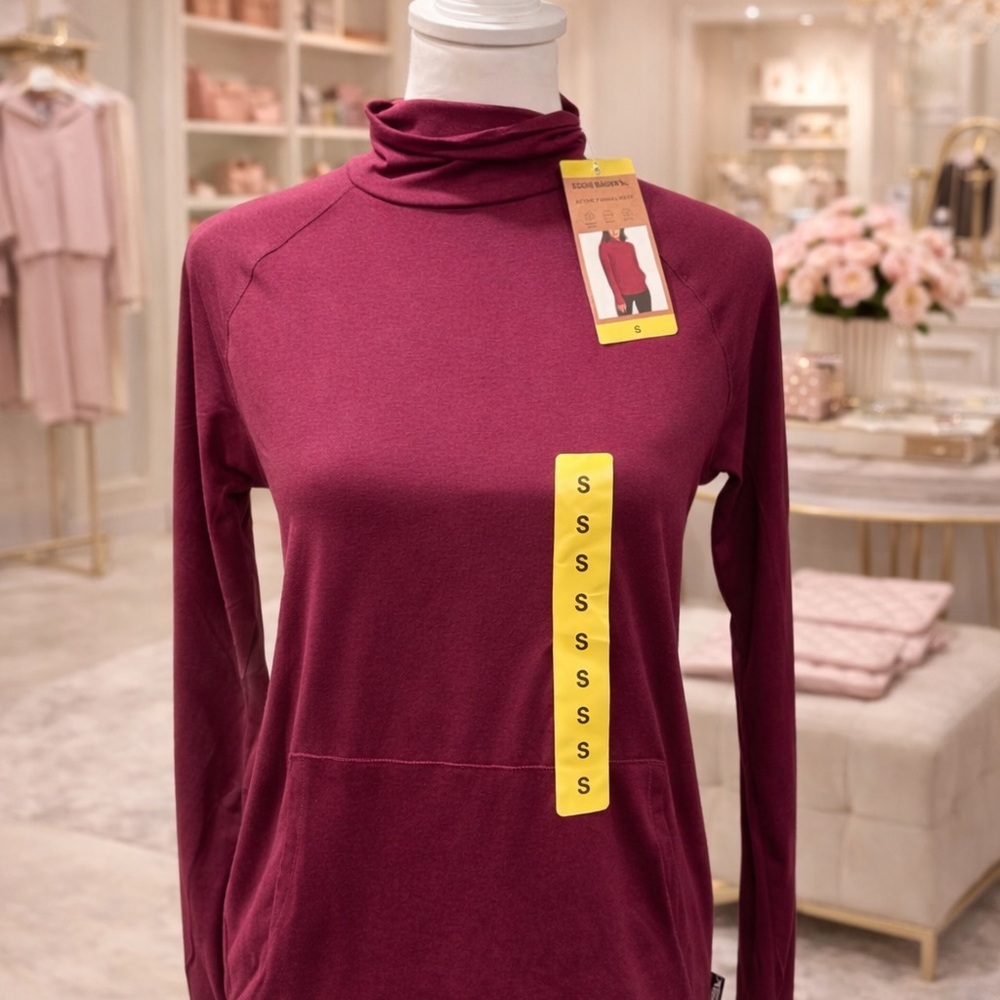 Eddie Bauer Burgundy Long Sleeve Funnel NeckTop S M L XL